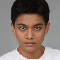 Child Latino Black Hair Neutral Male with Brown Eyes images |  