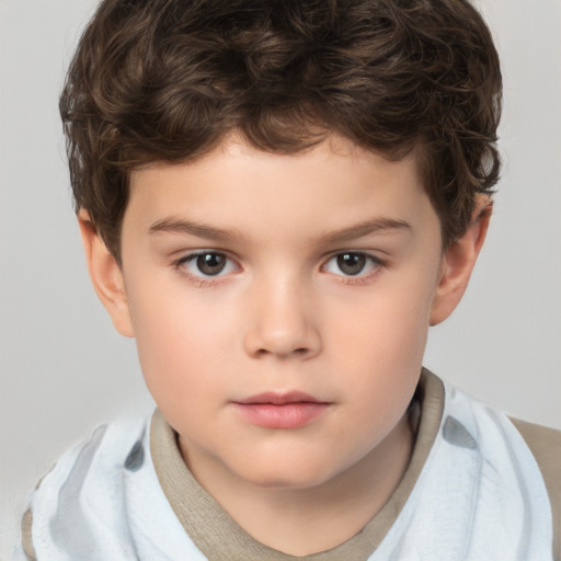 Neutral white child male with short  brown hair and brown eyes