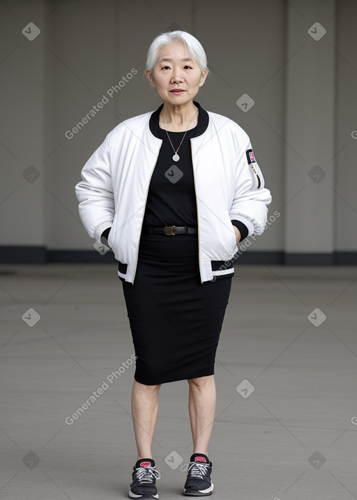 Korean elderly female with  white hair