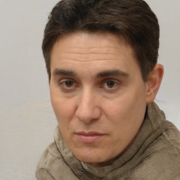 Neutral white adult male with short  brown hair and brown eyes