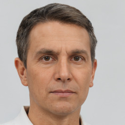 Neutral white adult male with short  brown hair and brown eyes