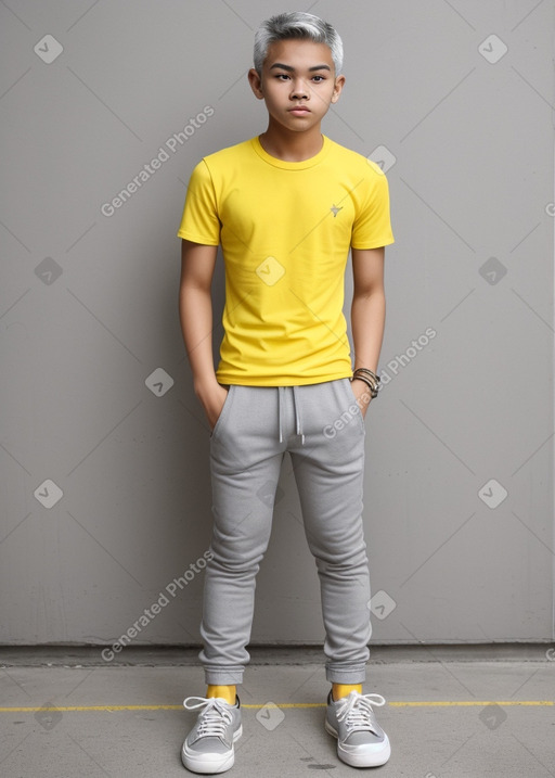 Filipino teenager boy with  gray hair