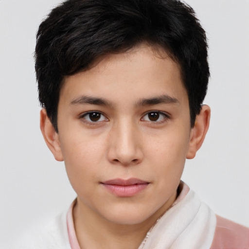 Neutral white young-adult female with short  brown hair and brown eyes
