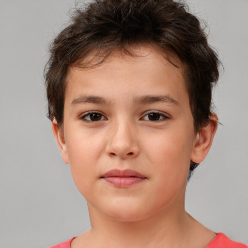 Neutral white child male with short  brown hair and brown eyes