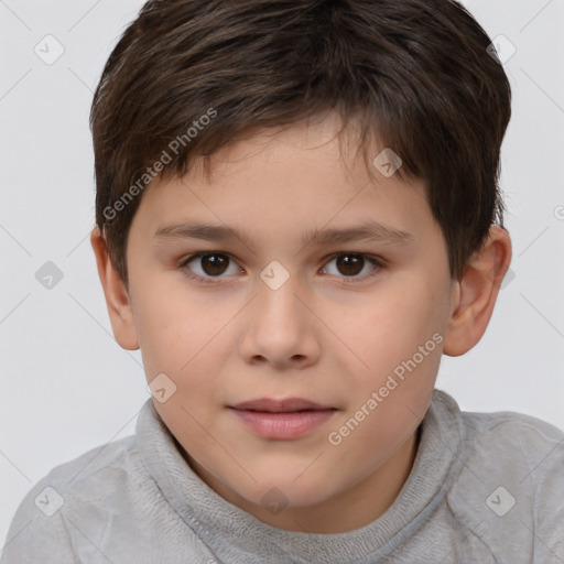 Neutral white child male with short  brown hair and brown eyes