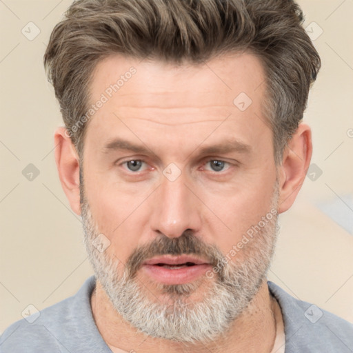 Neutral white adult male with short  brown hair and brown eyes