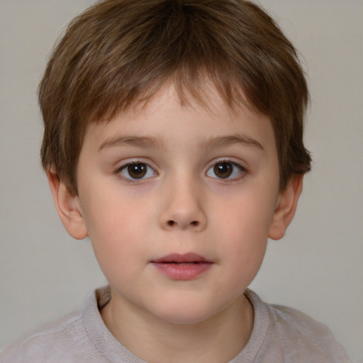 Neutral white child male with short  brown hair and brown eyes