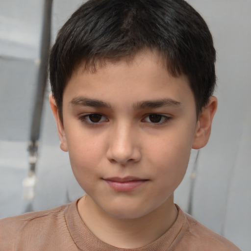 Neutral white child male with short  brown hair and brown eyes