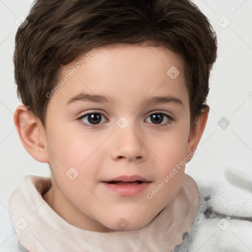 Neutral white child female with short  brown hair and brown eyes