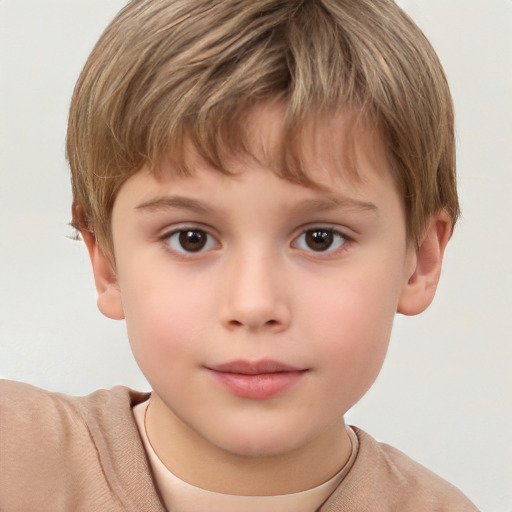 Neutral white child male with short  brown hair and brown eyes