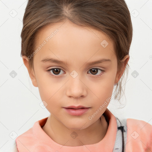 Neutral white child female with medium  brown hair and brown eyes