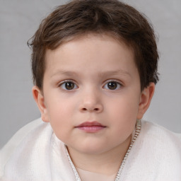 Neutral white child female with short  brown hair and brown eyes