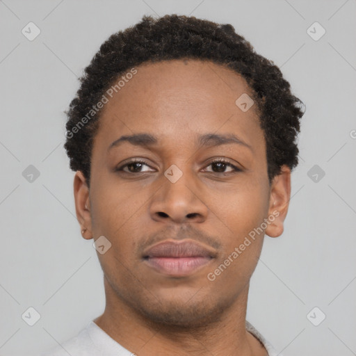 Neutral black young-adult male with short  brown hair and brown eyes