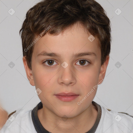 Neutral white child male with short  brown hair and brown eyes