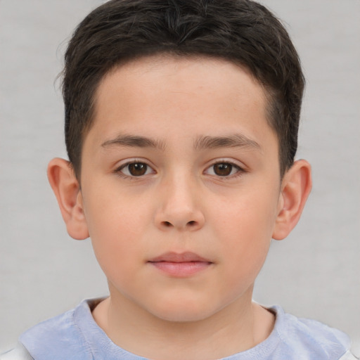 Neutral white child male with short  brown hair and brown eyes