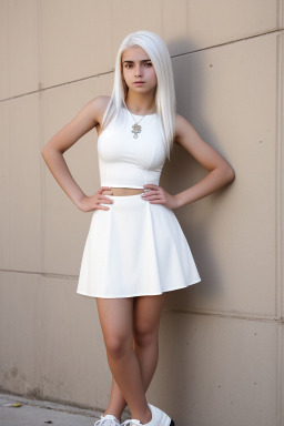 Cuban teenager girl with  white hair