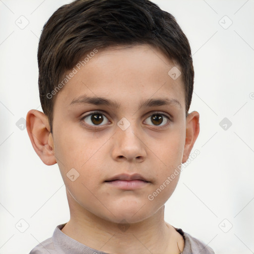 Neutral white child male with short  brown hair and brown eyes