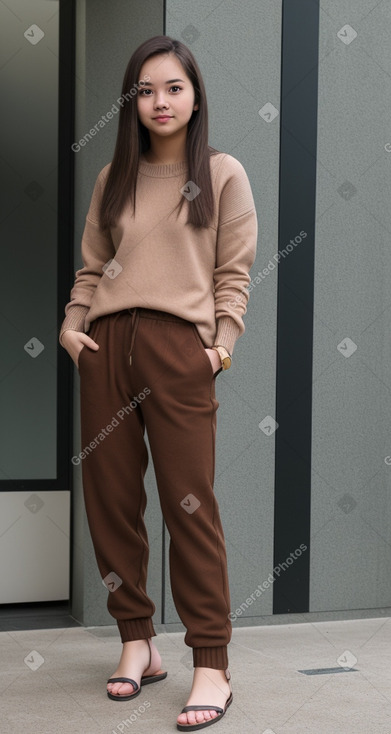 Singaporean young adult female with  brown hair