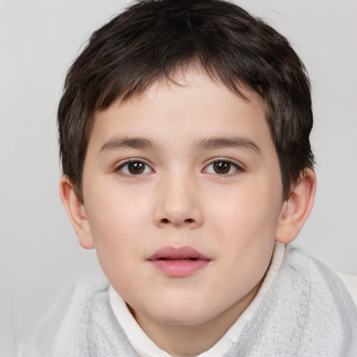 Neutral white child male with short  brown hair and brown eyes