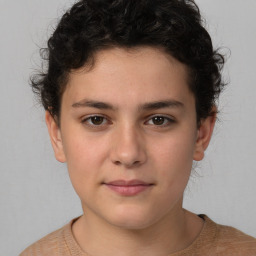 Neutral white young-adult female with short  brown hair and brown eyes