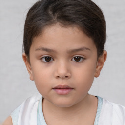 Neutral white child female with short  brown hair and brown eyes