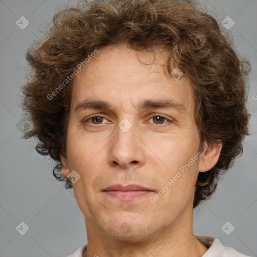 Neutral white adult male with short  brown hair and brown eyes