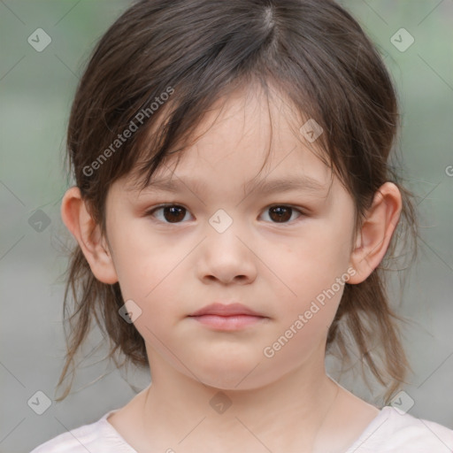 Neutral white child female with medium  brown hair and brown eyes