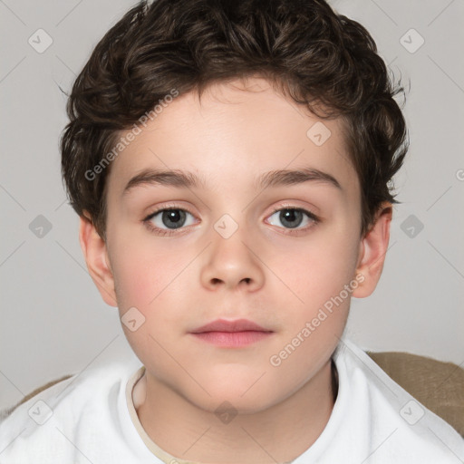 Neutral white child female with short  brown hair and brown eyes