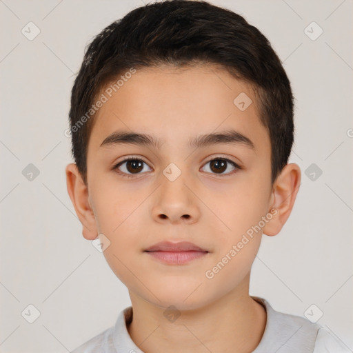 Neutral white child male with short  brown hair and brown eyes