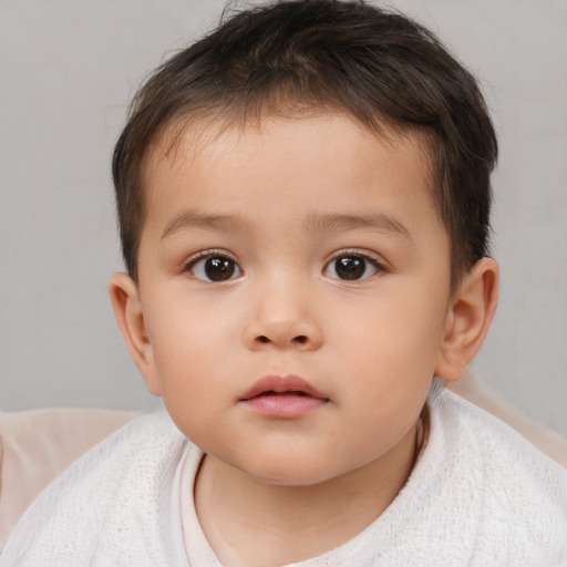 Neutral white child male with short  brown hair and brown eyes