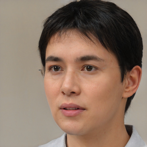 Neutral white young-adult male with medium  brown hair and brown eyes