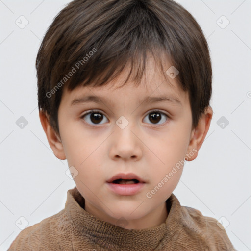 Neutral white child male with short  brown hair and brown eyes