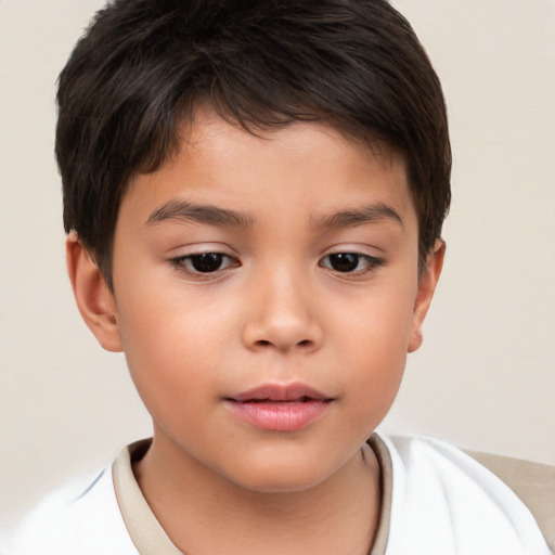 Neutral white child male with short  brown hair and brown eyes