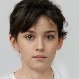 Neutral white child female with short  brown hair and brown eyes