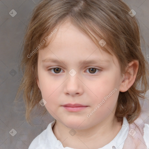 Neutral white child female with medium  brown hair and brown eyes