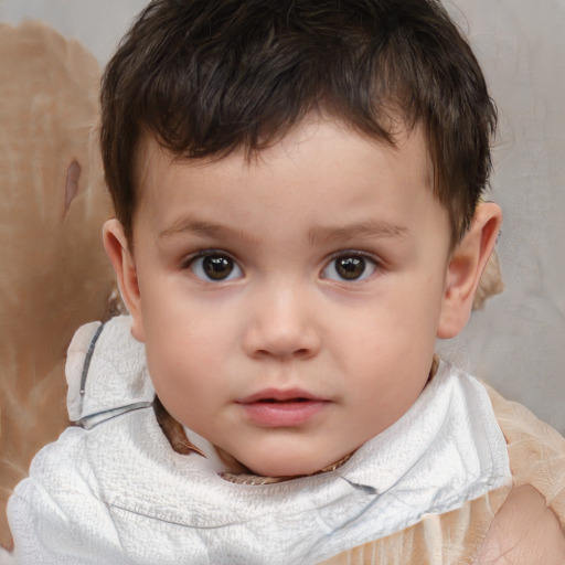 Neutral white child male with short  brown hair and brown eyes