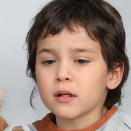 Neutral white child male with medium  brown hair and brown eyes