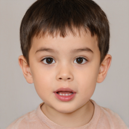 Neutral white child male with short  brown hair and brown eyes