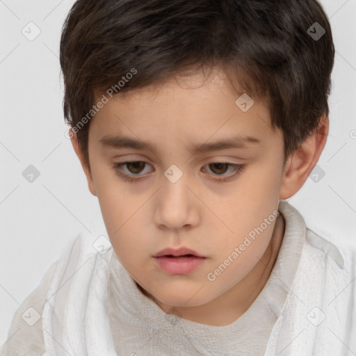 Neutral white child male with short  brown hair and brown eyes