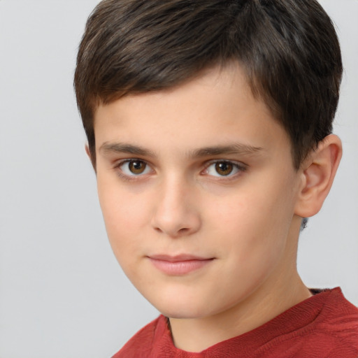 Neutral white child male with short  brown hair and brown eyes