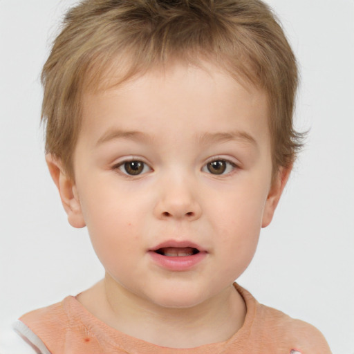 Neutral white child female with short  brown hair and brown eyes