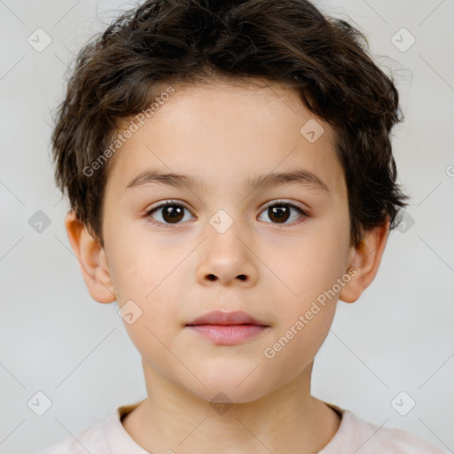 Neutral white child male with short  brown hair and brown eyes