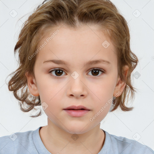 Neutral white child female with medium  brown hair and brown eyes