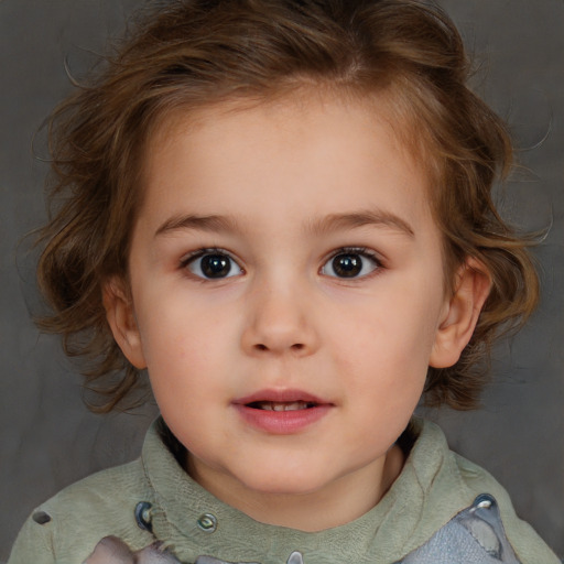 Neutral white child female with medium  brown hair and brown eyes