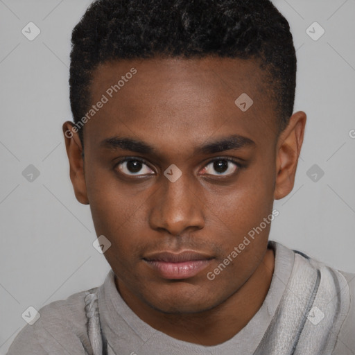 Neutral black young-adult male with short  brown hair and brown eyes