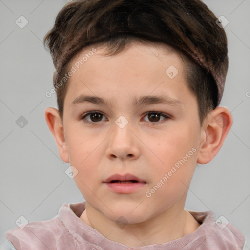 Neutral white child male with short  brown hair and brown eyes