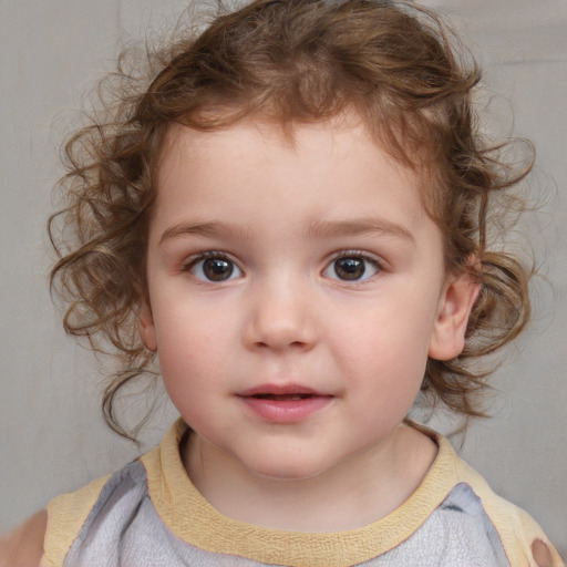 Neutral white child female with medium  brown hair and brown eyes