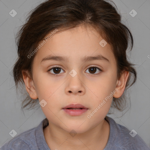 Neutral white child female with medium  brown hair and brown eyes