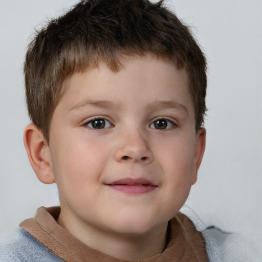 Neutral white child male with short  brown hair and brown eyes