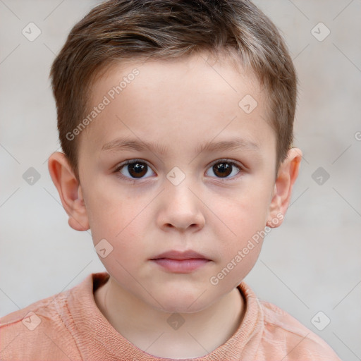 Neutral white child male with short  brown hair and brown eyes